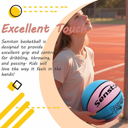 Senston Kids Basketball Balls Size 3/5/7 Basketballs Indoor Outdoor 27.5/29.5 inch Basketball Gifts for Kids/Girls/Boys