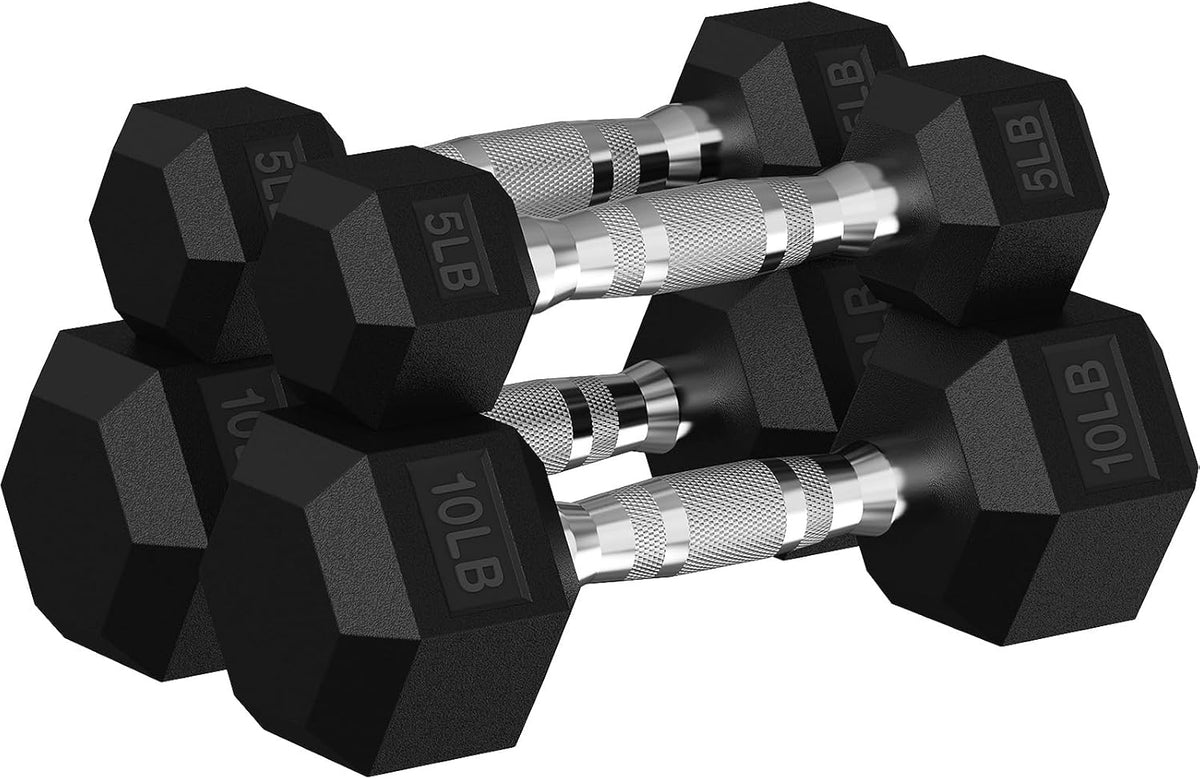Hex Dumbbell Set, 30-480 lb Set Rubber Encased Exercise & Fitness Dumbbells, Weights Dumbbells Set, Hand Weight for Strength Training