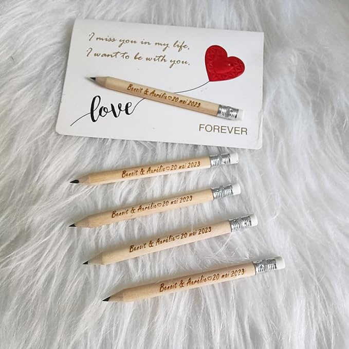 Personalized Name Pencils,Bridal Shower Pencils for Games, mini Pencils with Eraser, Personalized Golf Pencils, Half Pencils with Eraser, Wedding Favors for Guests Bulk (10 PCS)
