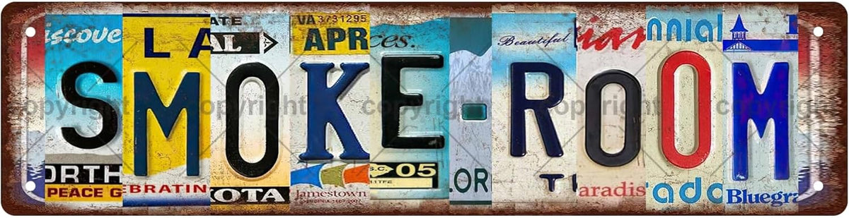 SMOKE ROOM Space Vintage Metal Tin Street Sign Bar Cafe Garage Cave Home Room Wall Bathroom Farmhouse Garden Porch Patio Decor, 16 x 4 Inch
