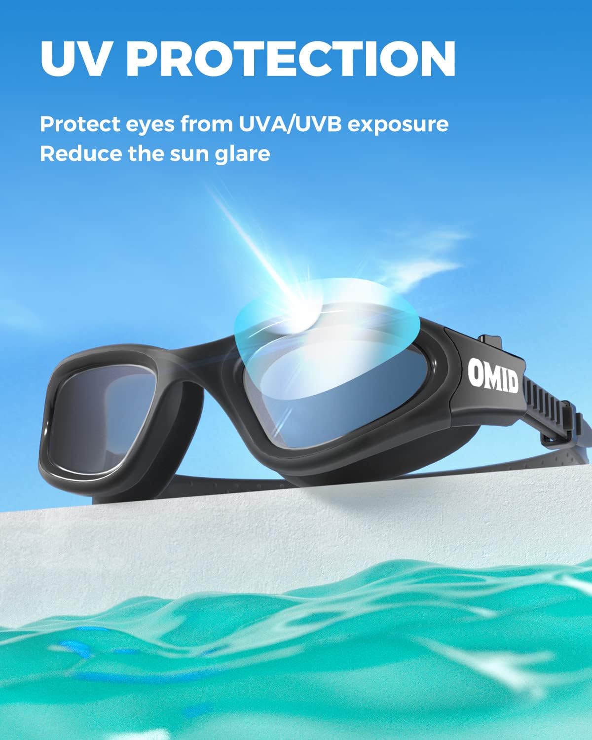 OMID Swim Goggles, P2 Polarized Swimming Goggles for Men Anti-fog Goggles Swimming for Adult Women