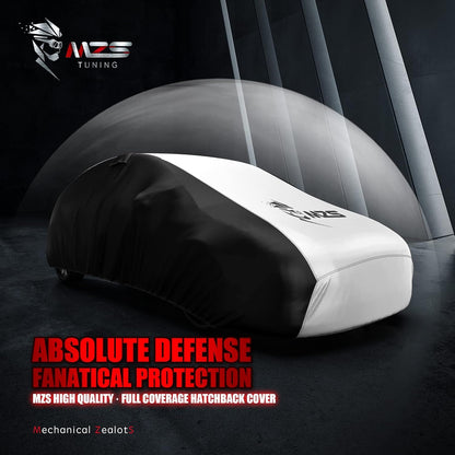 MZS Hatchback Car Cover for Automobiles, All Weather Waterproof Protection Cover fits up to 171 inch Hatchback, Two Tone Full Exterior Covers with Rain Sun Wind Proof Vents Adjustable Buckle