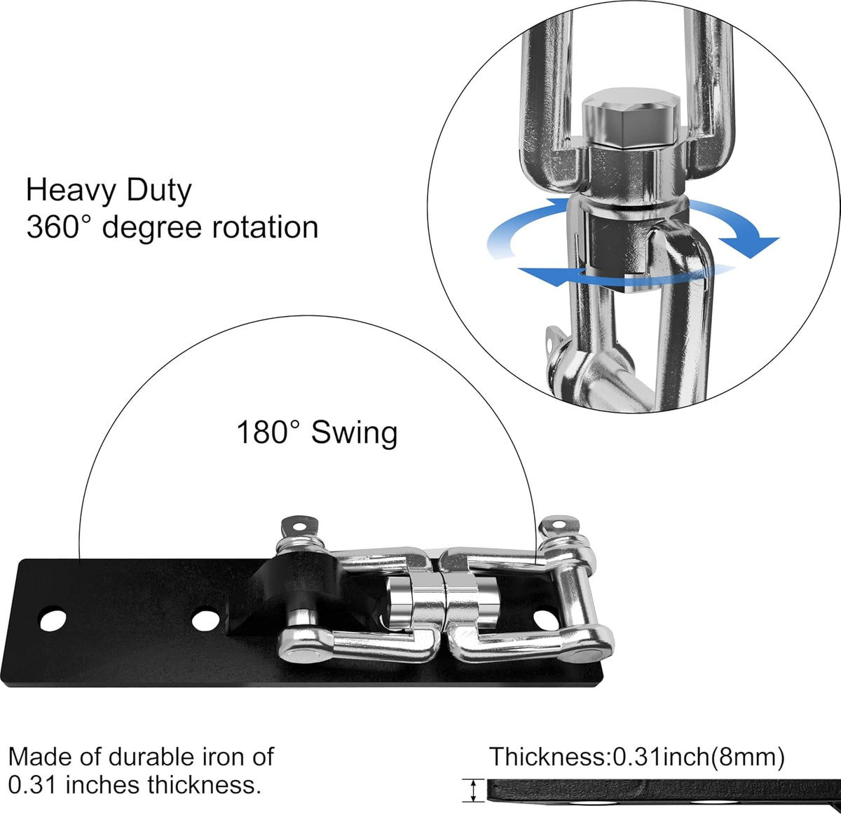 Heavy Bag Hanger,Punching Bag Mount Hanger Bracket,Ceiling Mount Hook 360°Rotation Wood Beam Holder Body Weight Strength Training Systems,Suitable for Swings and sandbags(900 LB Capacity)