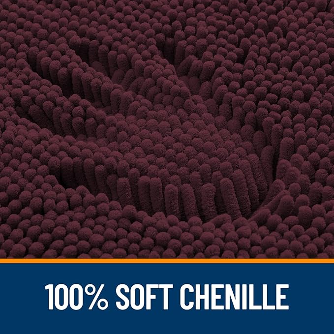 OLANLY Small Bathroom Rugs 24x16, Extra Soft Absorbent Chenille Bath Rugs, Rubber Backing Quick Dry, Machine Washable Bath Mats for Bathroom Floor, Tub and Shower, Home Decor Accessories, Black Cherry