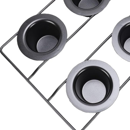 FOSA 6 Cup Popover Pan, Deep Non Stick Carbon Steel Bakeware with Even Heating for Baking Popovers Muffins Puddings and Easy Cleanup