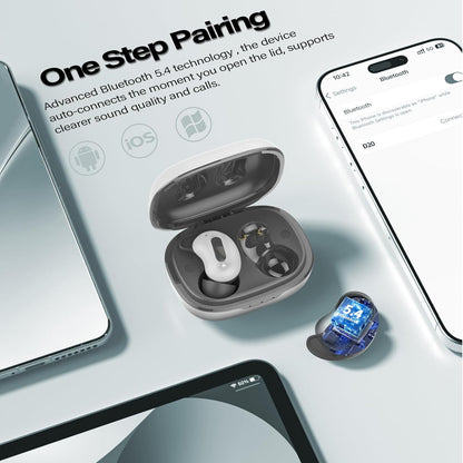 Sleep Earbuds, Mini ANC Wireless Earbuds Bluetooth 5.4 Headphones Deep Bass Stereo, 48H Playtime Ear Buds, 4 ENC Noise Cancelling Mic, In Ear IP7 Waterproof Earphones for Side Sleepers,Touch Control