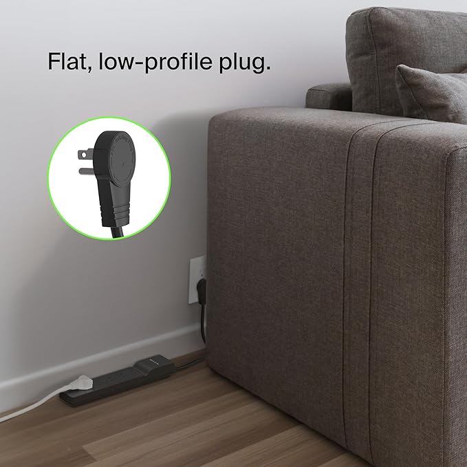 Belkin Surge Protector Power Strip with 6 AC Outlets, 6ft/1.8M Long Heavy-Duty Extension Cord, & 360-Degree Rotating AC Plug for Conference Rooms, Computer Desktops, & More - 600 Joules of Protection