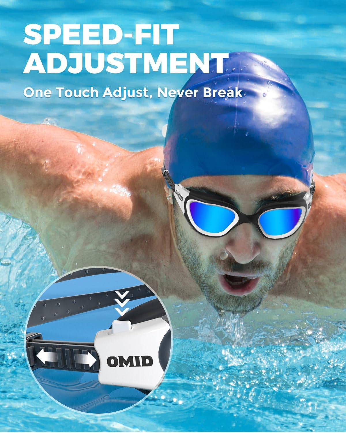 OMID Swim Goggles, P2 Polarized Swimming Goggles for Men Anti-fog Goggles Swimming for Adult Women