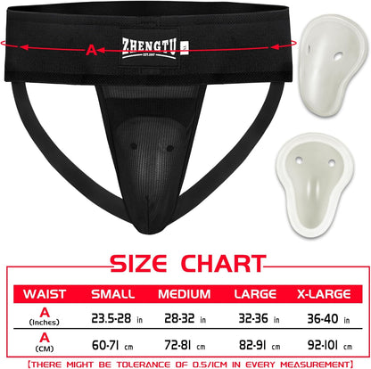 Groin Protector Cup Kickboxing Boxing Muaythai MMA Groin Guard, Jockstrap Karate Training, BJJ Protection, Soccer, Basketball Removable TPE Cup with Silicone Cushioning