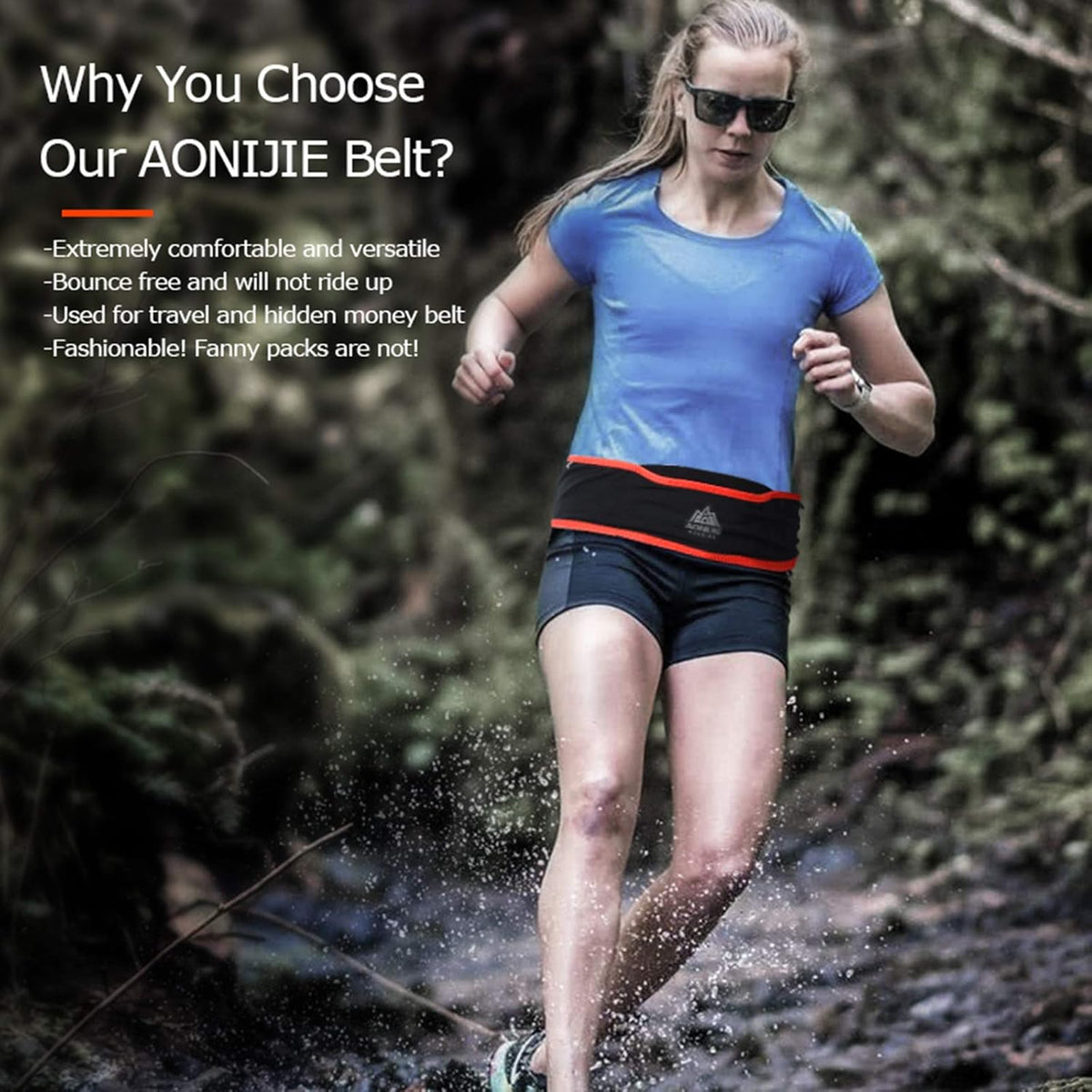 AONIJIE Hydration Belt Running Fanny Pack, with 250ml Soft Water Bottle Flask Phone Holder for Trailing Running Climbing Jogging Cycling Workout Fitness 3 Colors (Blue, L/XL)