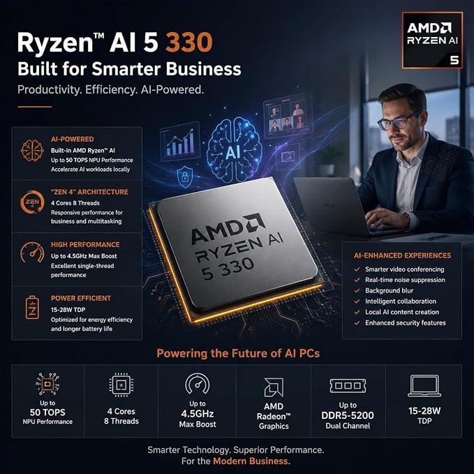 Lenovo ThinkCentre neo 55q Mini Desktop Ryzen AI 5 330, 32GB RAM 2TB SSD