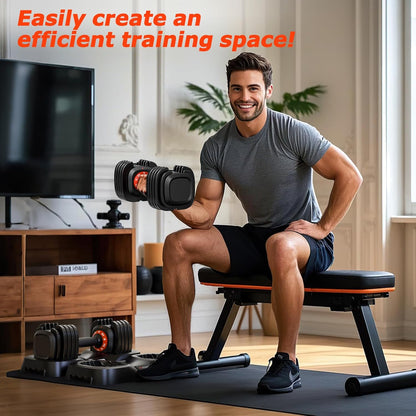 Adjustable Dumbbells Set of 2, 1 Hand Adjustable Weights Dumbbells Set, 5 in 1/10 in 1 Free Dumbbell with Anti-Slip Texture Handle, 25/55/80lb Pair Weight Set For Home Gym Suit both Men and Women