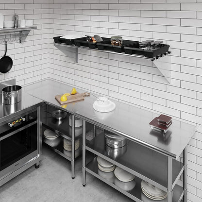 AmGood 18 in. x 60 in. NSF Stainless Steel Tubular Wall Shelf | Heavy-Duty Metal Shelving for Appliances & Equipment | Ideal for Kitchen, Restaurant, Garage, Laundry, Utility Room