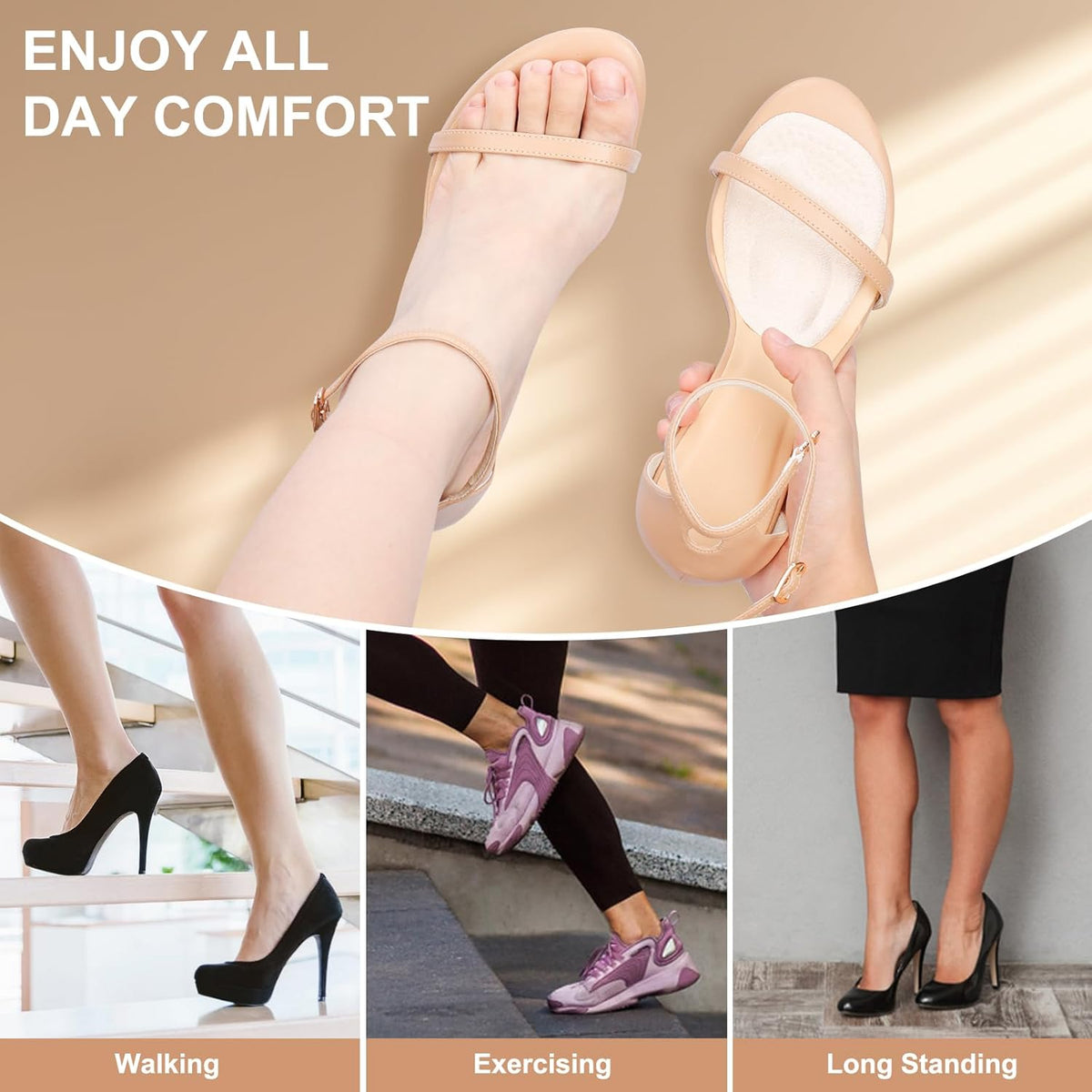 Ball of Foot Cushions, Metatarsal Pads, Heel Cushion, Grips Liners for Pain Relief, Blisters, Friction - Non-Slip Shoe Inserts for Loose Shoes, Shoe Fillers Make Shoes Fit Tighter