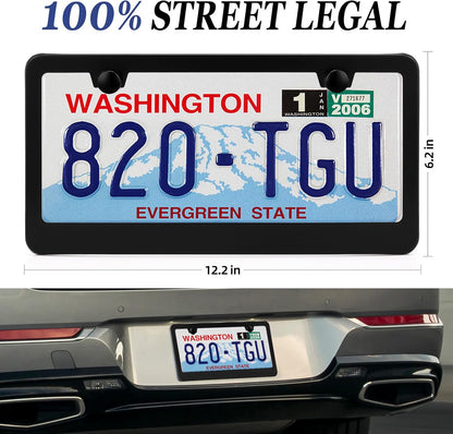 2 Pack Black License Plate Frame, Black Aluminum License Plate Cover, Matte License Plate Front and Rear 2 Packs. (2 Holes), Come with Screw Cap, Screw,Washer