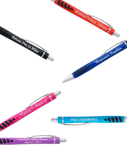 ExpressDesigns™ - Your Name or Imprint on our Custom Printed Addison Ballpoint Pen - Rubber Grip For Writing Comfort And Control, black ink, medium point - 12 Pack (Assorted)