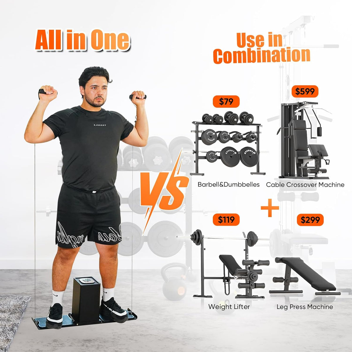 SR3 Smart Home Gym，Portable & Foldable Strength Training Cube Machine for Full Body Workouts，All-in-One Resistance Training Fitness Equipment for Home Use