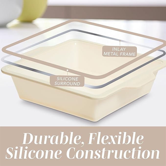 COOK WITH COLOR 17 Pc. Silicone Baking Pan Set - Non-Stick & Easy Clean Silicone Muffin Pans for Baking with Sturdy Metal Frame for Stability, Flexible Cake Molds, Includes Measuring Cups and Spoons