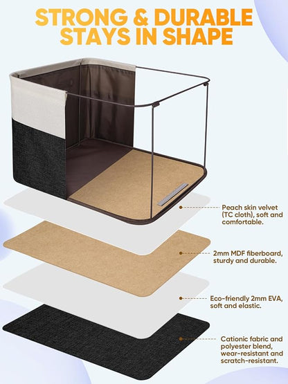 BALEINE 4 Pack Fabric Closet Storage Bins for Shelves, Linen Closet Organizers and Storage, Decorative Baskets for Organizing, Shelf, Clothes, Home, Office (Black, 12"x8"x8")