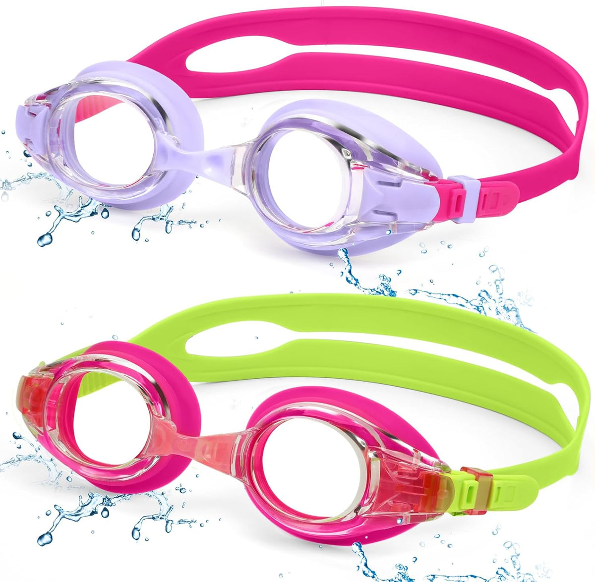 Aegend 2 Pack Kids Goggles, Swimming Goggles for Kids Age 4-16 Boys and Girls Youth, Anti-Fog Waterproof Anti-UV Pool Goggles
