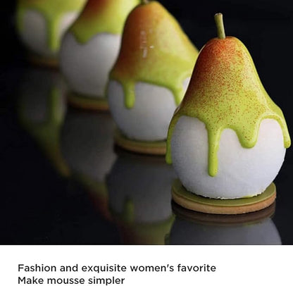 OCPO KITCHEN 3D Pear Silicone Mold for Baking Mousse Cake French Dessert Pastry Chocolate Pudding Cupcake, Non-Stick and Easy Release, Pear Shaped (8-Cavity)