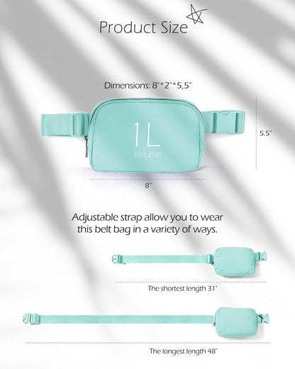 ODODOS Unisex Mini Belt Bag with Adjustable Strap Small Fanny Pack for Workout Running Traveling Hiking, Icing Blue