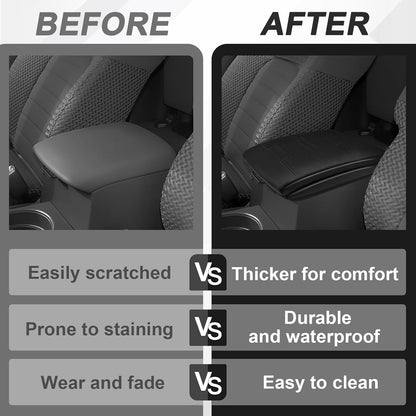Muslogy Center Console Armrest Cover Compatible with Nissan Frontier 2005-2021 Accessories Comfort Armrest Pad Cushion Box Lid Cover Vegan Leather Protector 1-Inch Extra Thick