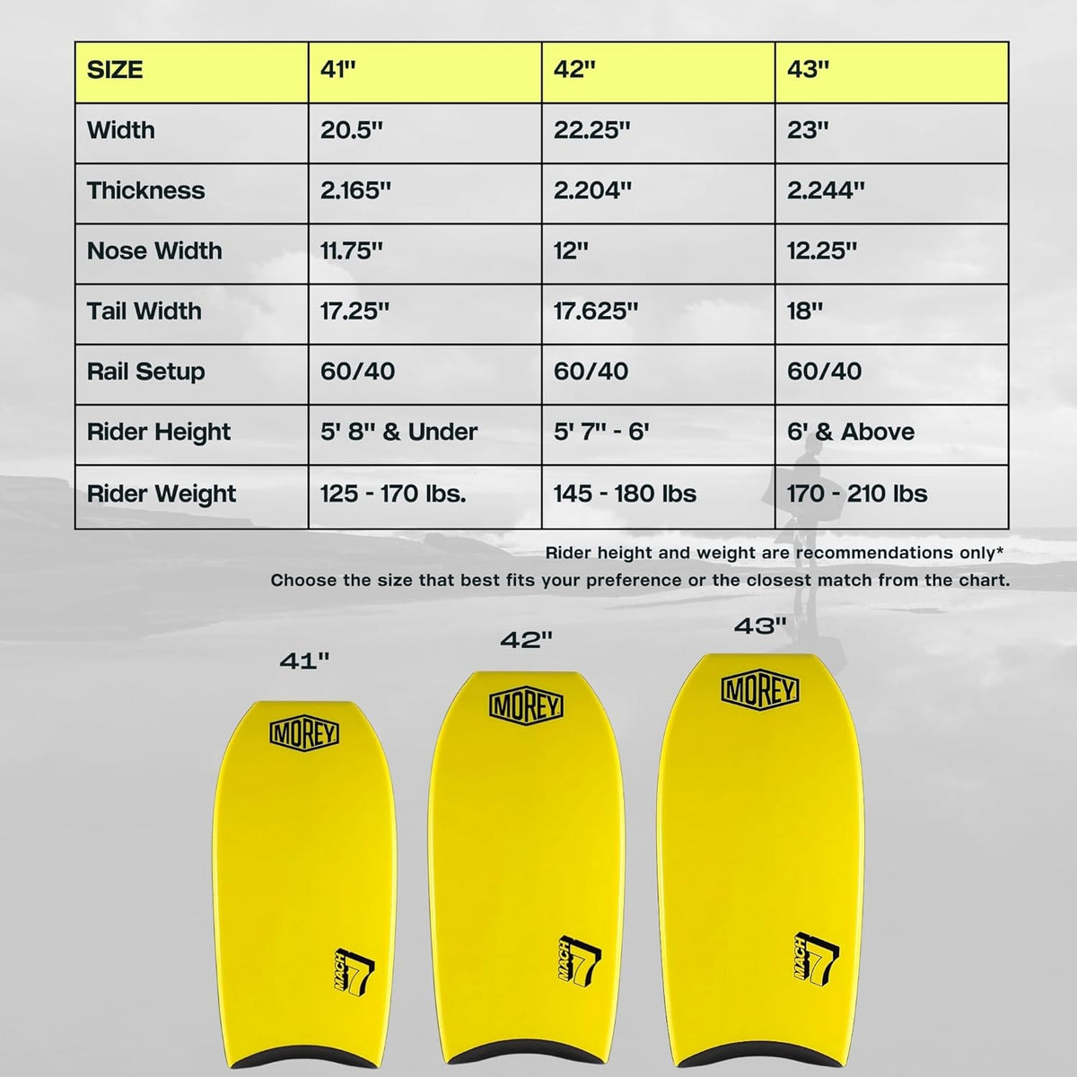MOREY® Mach 7, Pro Bodyboard; Body Boards for Beach, Embedded Rod for Durability, Engineered with HDPE Slick Bottom for Speed (2025 Model)