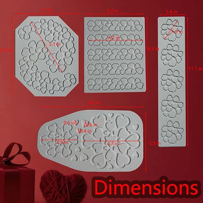 4PCS Heart Silicone Mold,Acxydm Heart Chocolate Molds Hearts Tuile Molds,Fondant Chocolate Molds Set with Love,3D Love Silicone Mold Candy Lace Silica Molds for Making Sugar Craft,Cupcakes