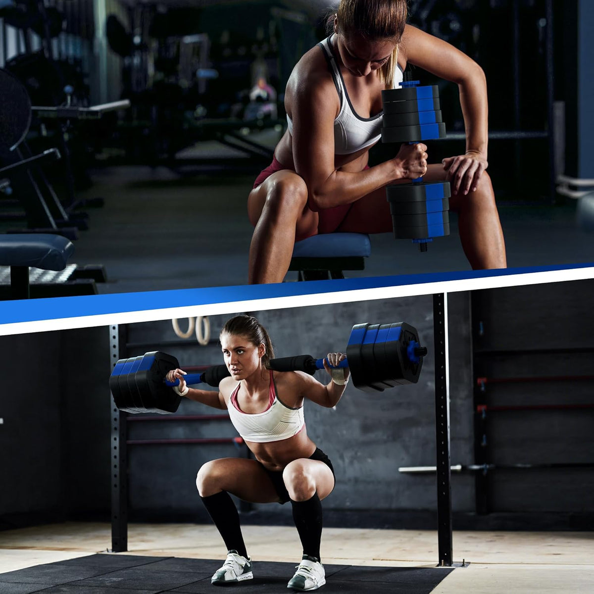 VIVITORY Dumbbell Sets Adjustable Weights, Free Weights with Connector, Non-Rolling Adjustable Dumbbell Set, Barbell for Home Gym, Hexagon, Cement Mixture