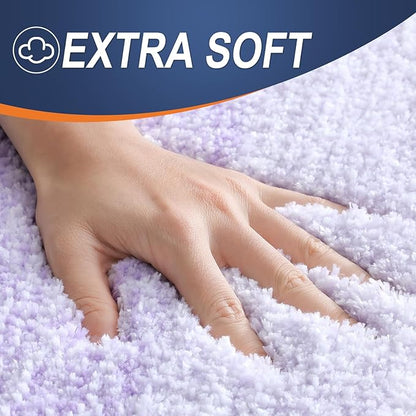 OLANLY Bathroom Runner Rugs Mat 59x24, Extra Soft Absorbent Microfiber Bath Rug, Rubber Backing, Quick Dry, Washable Long Bath Mats for Bathroom, Tub and Shower, Home Decor Accessories, Light Purple