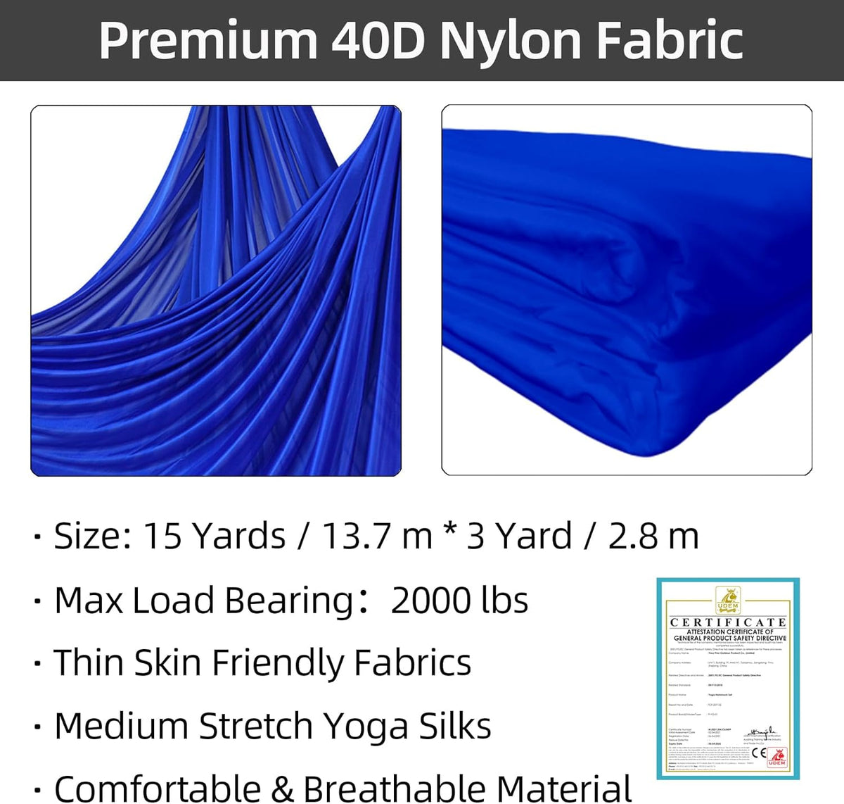 PRIOR FITNESS Aerial Silks Kit Colorful 9/15/20 Yards 40D Nylon Fabric Hammock Set With Hardware & Guide for All Levels Of Aerial Yoga Practice and Acrobatic Flying For Adults Aerial silk