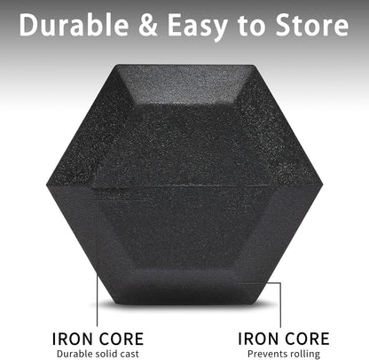 Yufer 6-10 Pair Iron and Rubber Coated Dumbbell Set 350/450 and 550 lbs 5-50 lbs Hand Free Weight for Strength Hex Rubber Weights with Vertical Storage Rack Fitness Home Gym Equipment