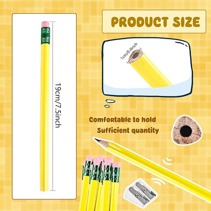 60 Pcs Fat Pencils Bulk Jumbo First Pencil with 6 Pcs Sharpeners Thick Large Triangle Pencils with Erasers for Kids Beginners Preschoolers School Office Supplies