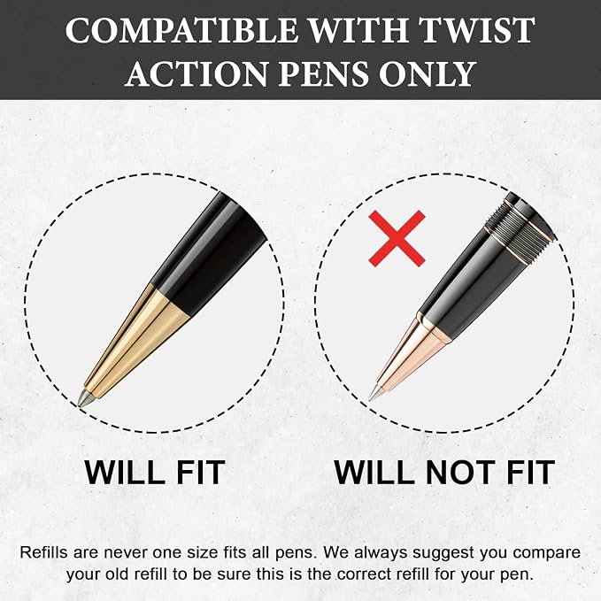 10 Pack, Pen Savings Ballpoint Pen Refills Compatible with Montblanc Twist Style Ballpoint Pens, Medium Point (Bulk Packed) (Black)
