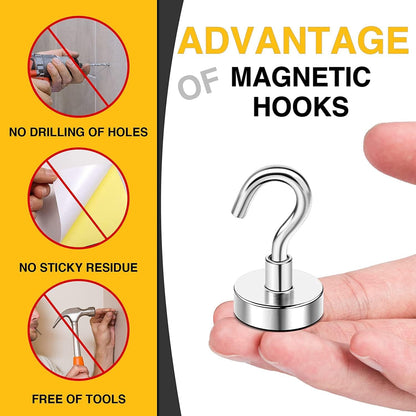 DIYMAG Magnetic Hooks, 30Lbs Strong Heavy Duty Cruise Magnet S-Hooks for Classroom, Fridge, Hanging, Cabins, Grill, Kitchen, Garage, Workplace and Office Etc, (200 Pack-Silver),Screw in Hook