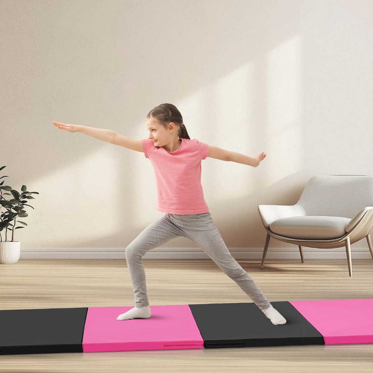 ZENOVA Gymnastics Mat 6'x3'x2''/4'x8'x2'' Exercise Mat Gym Mat for Home Aerobics Workout Foldable Tumbling Mat Children Gifts