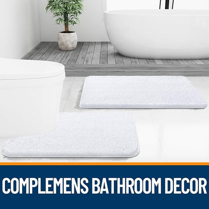 OLANLY Large Bathroom Rugs 44x32, Extra Soft Absorbent Chenille Bath Rugs, Rubber Backing Quick Dry, Machine Washable Bath Mats for Bathroom Floor, Tub and Shower, Home Decor Accessories, White