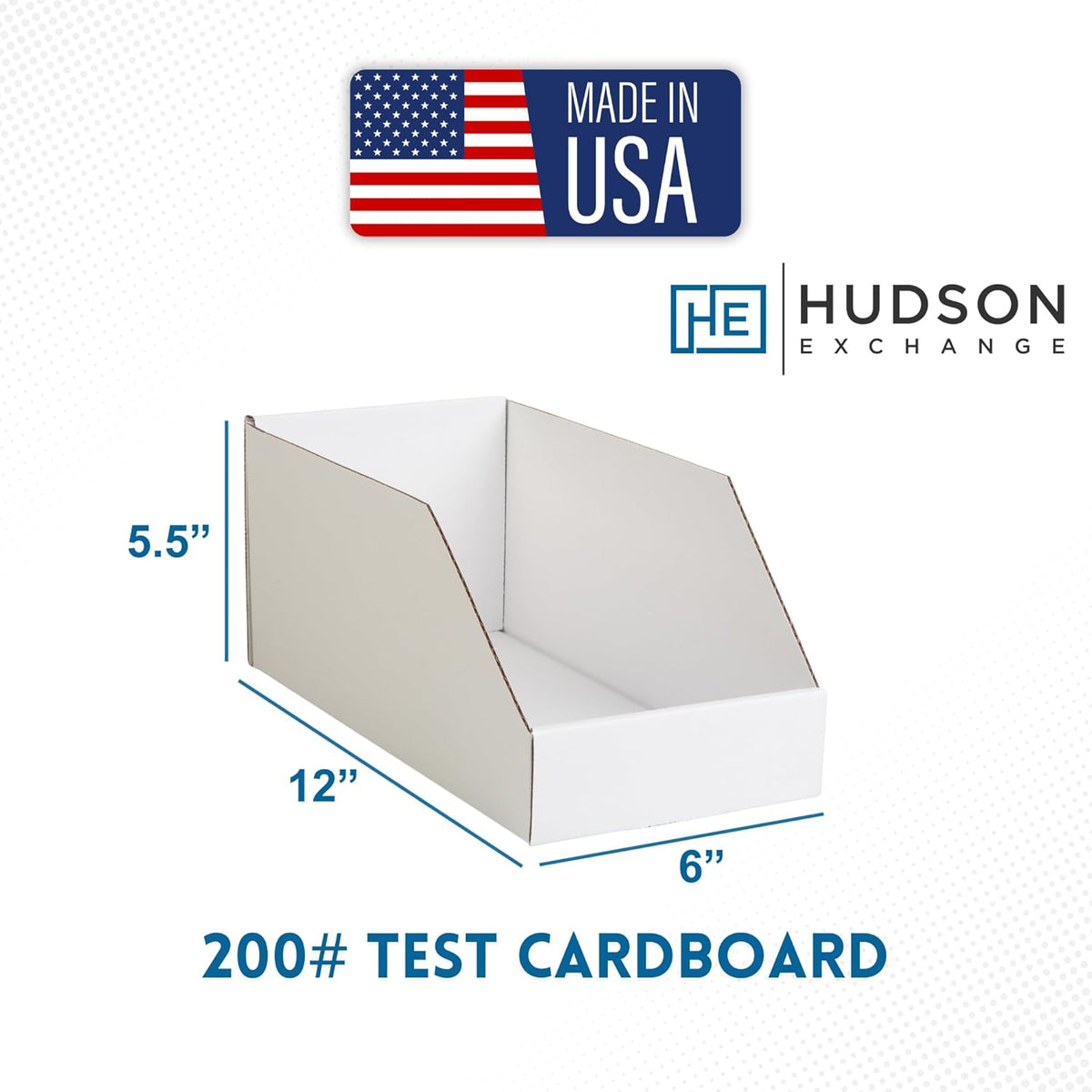 Hudson Exchange 6x12x5.5" (100 Pack) Corrugated Parts Bin Box For Storage & Organization, White