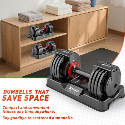 25/55lbs Adjustable Dumbbells Set, Dumbbells with Anti-Slip Metal Handle for Exercise & Fitness Fast Adjust Weight for Full Body Workout Fitness
