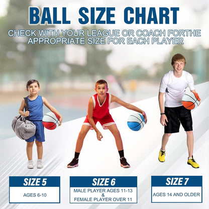 Jenaai 6 Pcs Rubber Basketballs Official Size Bulk Streetballs Multicolor Basket Balls with Pump Plain Basketball Set for Adult Youth Gifts Indoor Outdoor Training Games