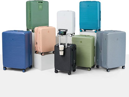 Hard Shell Suitcases Expandable Luggage 28 Inch, Large Checked Luggage Check In Travel Luggage with Spinner Wheels Cup Holder Charger Built in Lightweight Suitcase, Pink
