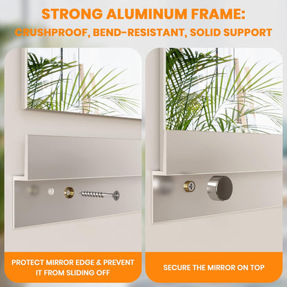 ROOMTEC Workout Mirrors for Home Gym 48"x24"-2PCS, Large Wall Mirror Full Length for Fitness, Yoga, Big Wall Mounted Frameless Glass Mirror for Garage, Dance Studio, Bedroom