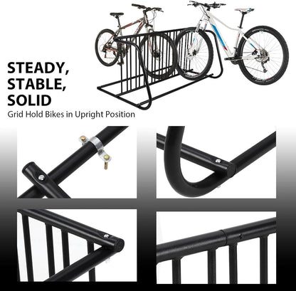 Commercial Floor Bike Rack Stand - 10-Bike Capacity, Premium Steel, Superior Stability, Suitable for Various Locations