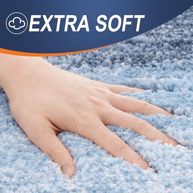 OLANLY Bathroom Runner Rugs Mat 70x24, Extra Soft Absorbent Microfiber Bath Rugs, Rubber Backing, Quick Dry, Washable Long Bath Mats for Bathroom Floor, Tub and Shower, Home Decor Accessories, Blue