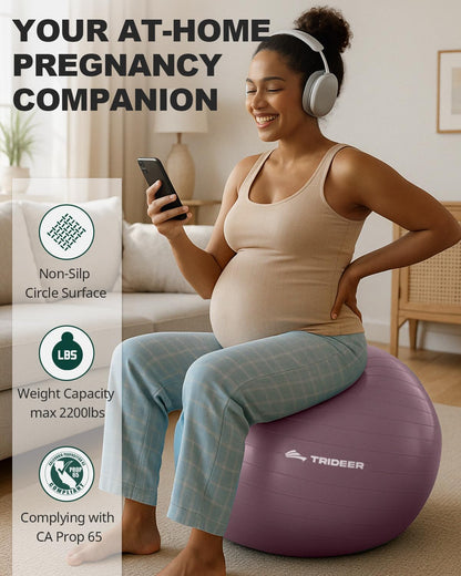 Trideer Yoga Ball – Anti-Burst Exercise Ball for Pregnancy, Office, Birthing, Stretching & Core Workout – Home Gym & Therapy