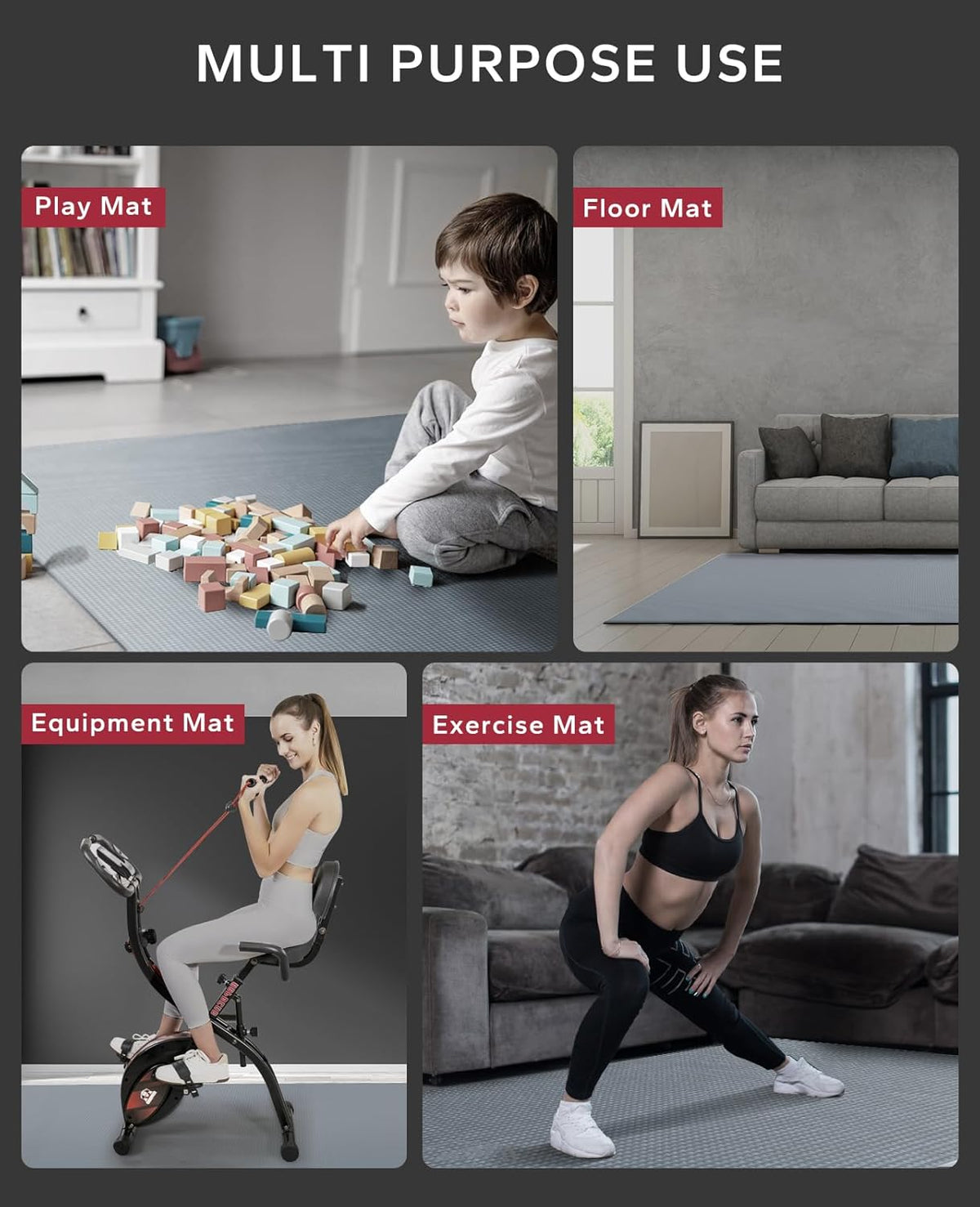 HAPBEAR Extra Large Exercise Mat-7'x5'/6'x8'/6'x9'/6'x10'/6'x12'x8mm(1/3 inch),Non-Slip, Ultra Durable, Thick Workout Mats for Home Gym Flooring Cardio, Yoga Mats for Fitness, High-Density Exercise Mat, Shoes-Friendly