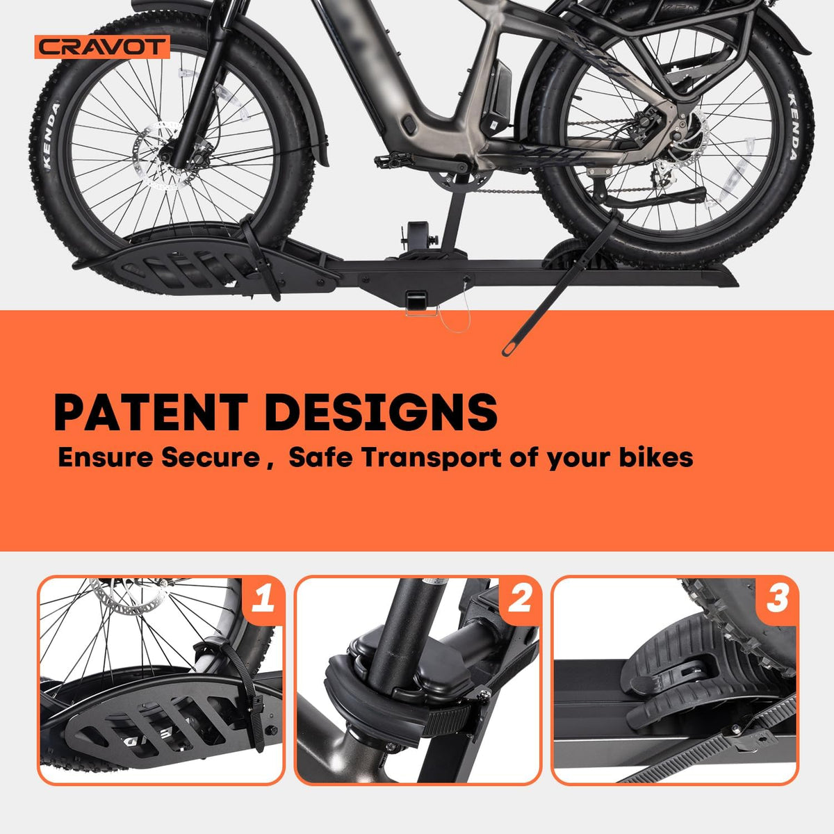 CyberRack E1 Hitch 1-EBike Rack with Ramp,100 lbs Capacity Single Mount Platform Style, Fits Up to 5-inch Fat Tire E-Bike Carrier Rack for 2inch Receiver Cars Trucks SUVs Minivans RV, Trailer