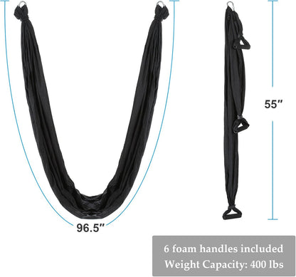ZELUS Aerial Yoga Swing Sling Strong Yoga Hammock Kit Set Trapeze Inversion Equipment Include 2 Extensions Straps and Ceiling Mounting Kit