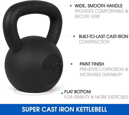 Yes4All 5-80 lbs Cast Iron Kettlebell for Dumbbell Weights Exercises, Gym, Full Body Home Workout Equipment, Push up, Grip and Strength Training